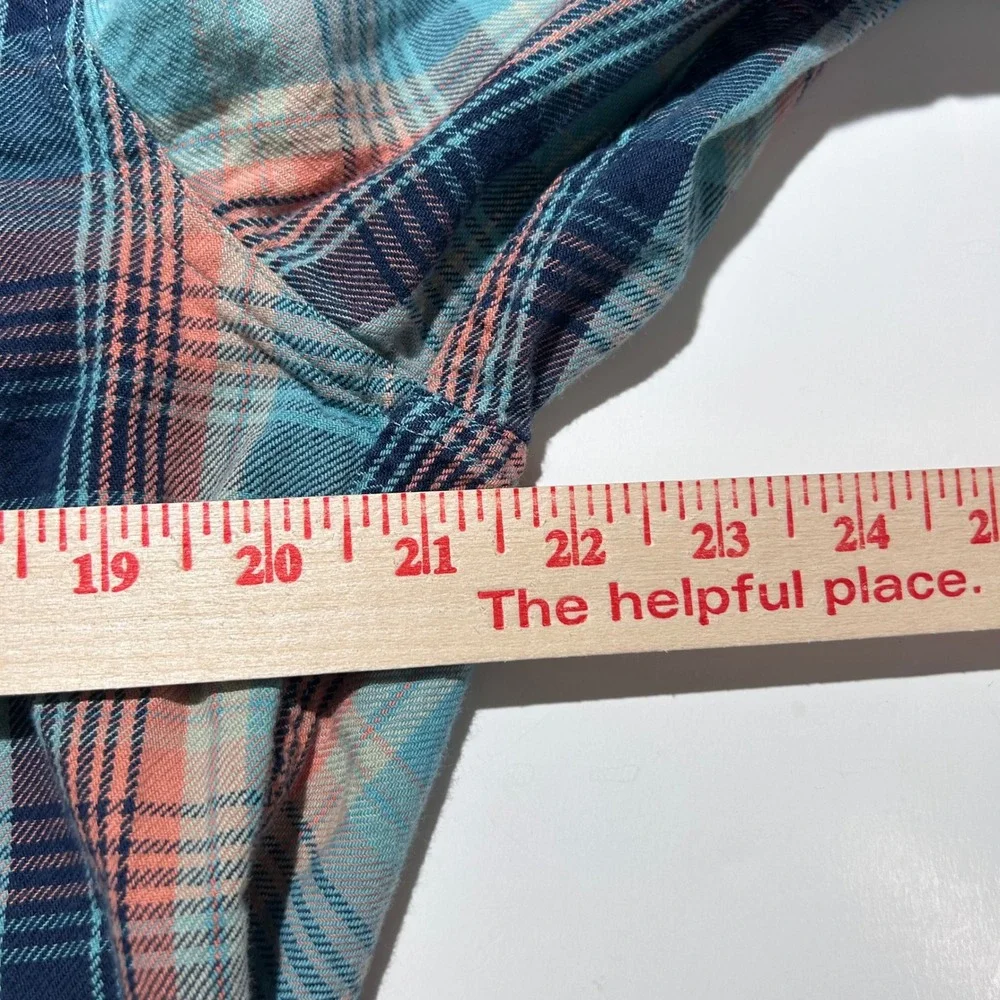 J. Crew Medium Heavyweight Flannel Shirt Blue Orange Plaid 100% Cotton Mens